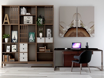 Modern desk and chair working room 3d model