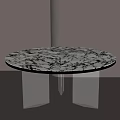 Modern Round Dining Table With Marble Top And Transparent Acrylic Legs