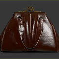 Red Leather Handbag With Two Straps And Gold Metal Clasp Classic Design