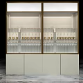 Elegant Modern Wine Cabinet With Glass Doors Gold Frame And Storage Shelves