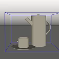 Modern Minimalist Cup With Saucer And Matching Kettle In Neutral Tone