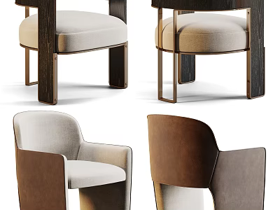 Modern Leisure Chairs With Fabric Seats And Wooden Frames In Different Colors 3d model