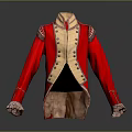 Vintage Red Coat With Gold Buttons Decorative Details And Lace Cuffs As Daily Living Essential