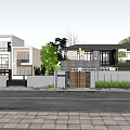 Modern Detached Villa Exterior With Driveway Wall Trees And Entrance Design
