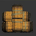Woven Storage Boxes In Orange Brown Color With Straps For Home Organization Use