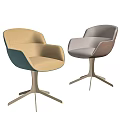 Modern Upholstered Dining Chairs With Two Tone Design And Metal Legs