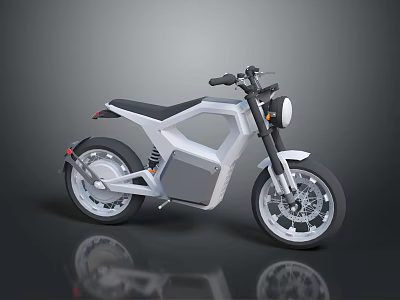 Modern Electric Motorcycle With Sleek White Body Black Seat And Large Silver Wheels 3d model