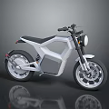 Modern Electric Motorcycle With Sleek White Body Black Seat And Large Silver Wheels