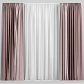 Elegant Double Layer Curtain Set With Brown Outer And White Sheer Inner 3d model