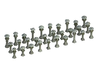 Wooden And Stone Decorative Posts In Various Sizes For Home Decor 3d model