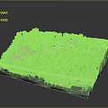 Architectural Building Model with Complex Structures Surrounded by Lush Trees and Greenery