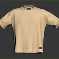 Light Brown Short Sleeve T shirt With Striped Collar Simple Daily Necessity Design