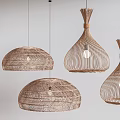 Handwoven Rattan Pendant Lights With Modern Natural Design And Hanging Shapes