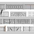 Various Decorative Fence Designs With Intricate Patterns And Different Styles 3d model