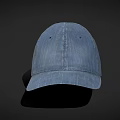 Blue Denim Baseball Hat With Stitched Details And Casual Fashion Style