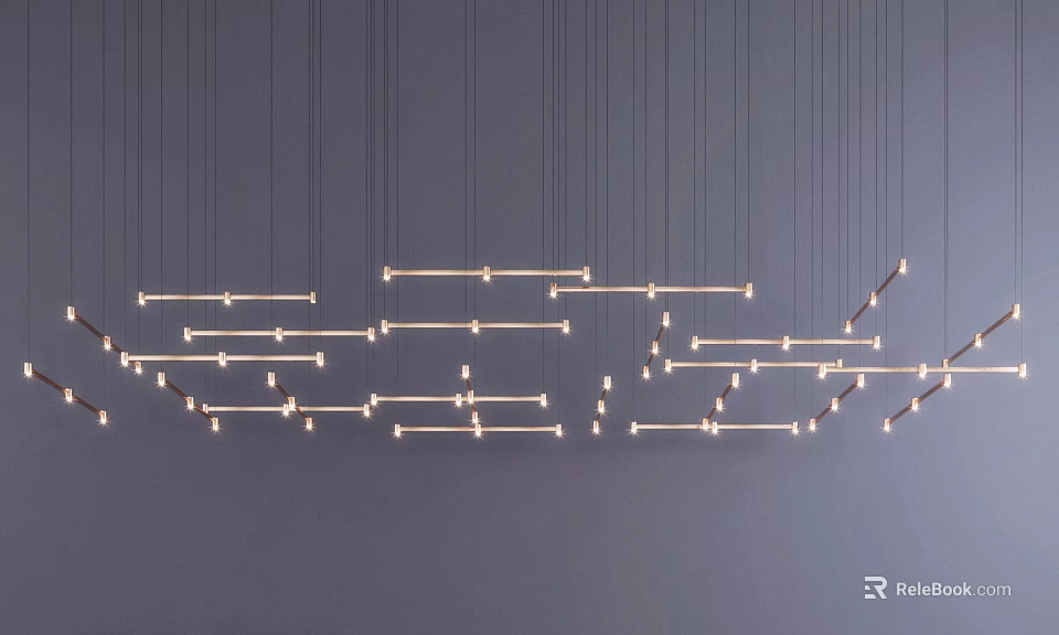 Modern Linear Chandelier With Multiple Long Illuminated Arms And Warm Lighting 3d model