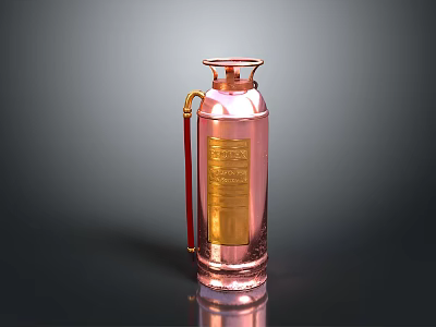 Elegant Pink Perfume Bottle With Gold Label Red Handle And Transparent Body 3d model