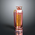 Elegant Pink Perfume Bottle With Gold Label Red Handle And Transparent Body
