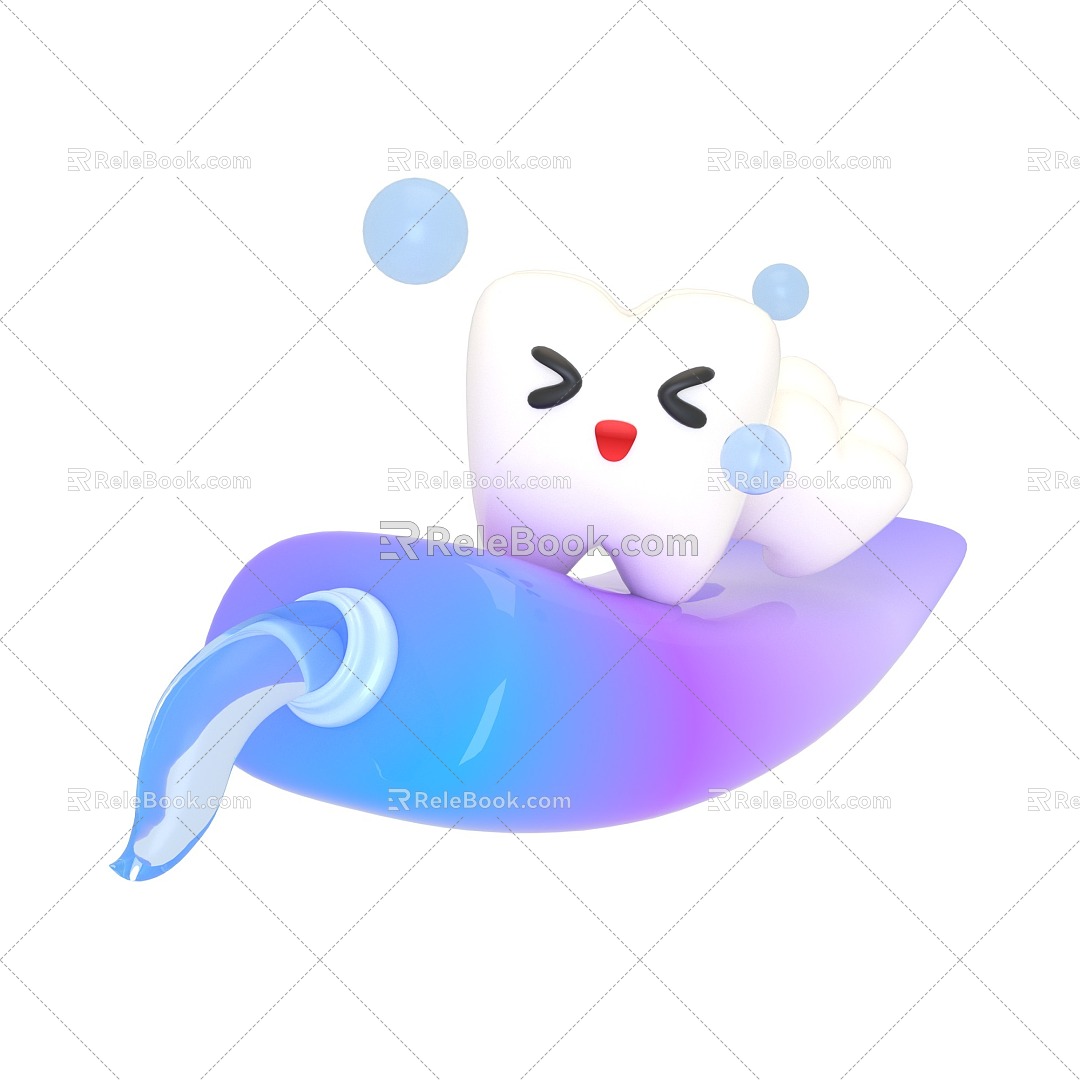 Cute teeth toothpaste teeth teeth 3d model