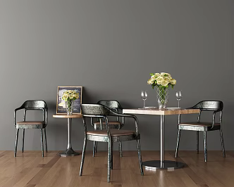 Industrial LOFT leisure table and chair combination chair furnishings 3d model
