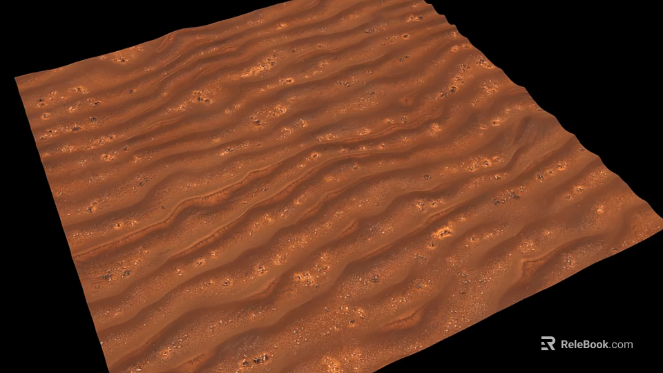 Textured Sandy Ground Featuring Wavy Patterns Brown Hue And Granular Surface Details 3d model 