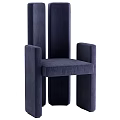 Modern Minimalist Accent Chair With Green Navy Blue Plush Upholstery And Wide Armrests