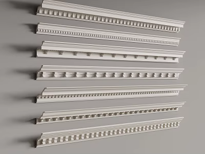Various Decorative Molding Strips With Different Intricate Patterns For Interior Design 3d model
