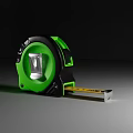 Green And Black Tape Measure With Yellow Measuring Tape On Gray Surface