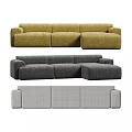 Modern Modular Two-Seater Sofa in Yellow Gray and Light Gray with Sectional Modules 3d model