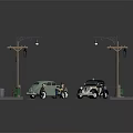 Modern Urban Street Scene With Police Car Vehicles Street Lamps And Pedestrians