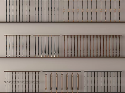 Diverse Railing Designs With Metal Wooden And Decorative Elements For Home Interiors 3d model