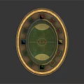 Colorful Decorative Tower Structure With Circular Golden Base And Green Central Area