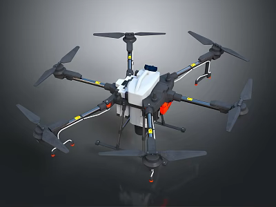 Smart Machine Multirotor Drone With Rotors Propellers And Mounted Equipment 3d model