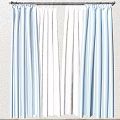 Light Blue Layered Curtains With Patterned Inner Panel And Soft Fabric 3d model