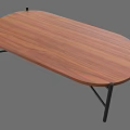 Modern Oval Shaped Dining Table With Wooden Tabletop And Black Metal Legs