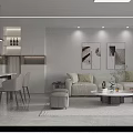 Modern Minimalist Open Plan Dining And Living Room Interior Design With Comfortable Elegant Home Furnishings