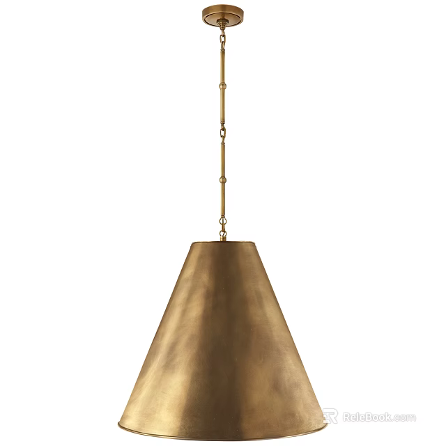 Modern Brass Cone Shaped Pendant Light With Hanging Chain Design 3d model 