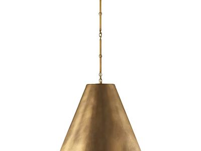 Modern Brass Cone Shaped Pendant Light With Hanging Chain Design 3d model