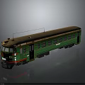 Vintage Green and Brown Train Model With Multiple Windows and Reflective Surface 3d model