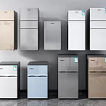 Refrigerators And Freezers With Different Colors And Styles On 3d model