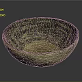 Vintage Decorative Yellowish Green Ceramic Bowl With Intricate Geometric Patterns