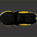 Modern Sporty Sneakers With Yellow Camo Sole Black Upper Blue Cushion And Strap Design