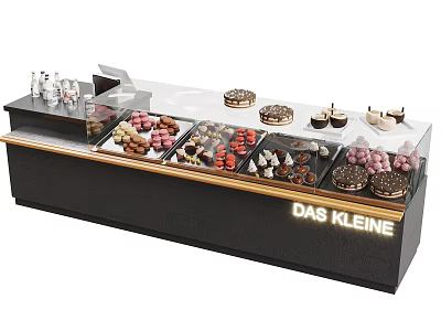 Modern Transparent Glass Display Cabinet Showcasing Assorted Chocolates And Desserts 3d model