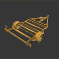 Yellow Metal Trailer Frame Structure With Wheels For Heavy Duty Transport