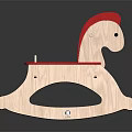 Wooden Rocking Horse Toy With Red Mane Red Seat And Light Wood Structure
