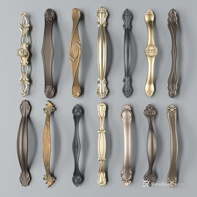 Various Decorative Furniture Handles With Classic And Modern Design Styles 3d model 