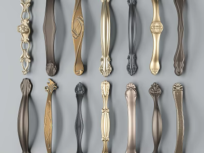 Various Decorative Furniture Handles With Classic And Modern Design Styles 3d model