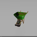 Green Wheelbarrow With Wooden Handles Frame And Rubber Wheel For Construction Garden Use