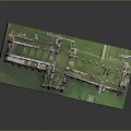 Ancient Ruin Building Model With Stone Architecture And Green Grass Surroundings