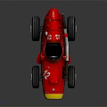 Red And Yellow Vintage Racing Car With Number 17 Large Wheels Open Cockpit